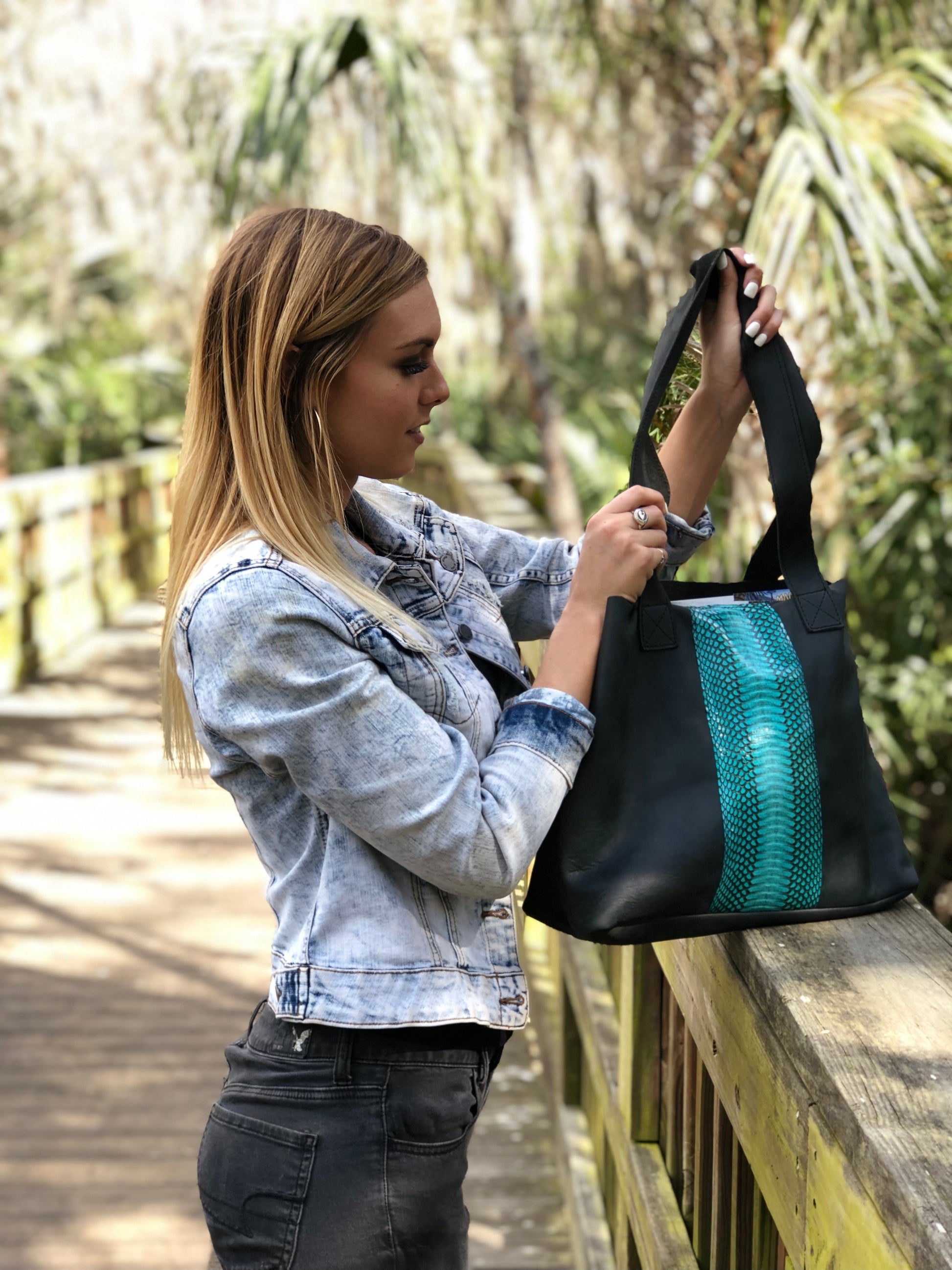 The Tulum tote - Leather and snake
